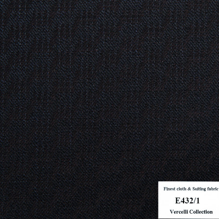 E432/1 Vercelli CVM - Vải Suit 95% Wool - Xanh navy Hoa Văn chìm